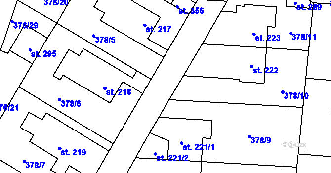 Parcela st. 376/7 v KÚ Cvrčovice, Katastrální mapa