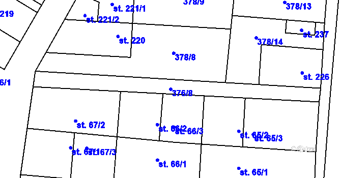 Parcela st. 376/8 v KÚ Cvrčovice, Katastrální mapa