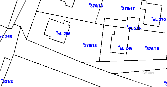 Parcela st. 376/14 v KÚ Cvrčovice, Katastrální mapa