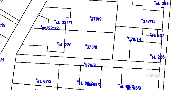 Parcela st. 378/8 v KÚ Cvrčovice, Katastrální mapa