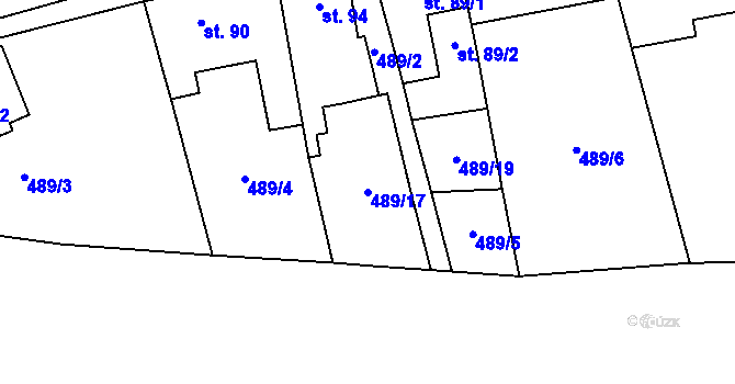 Parcela st. 489/17 v KÚ Cvrčovice, Katastrální mapa