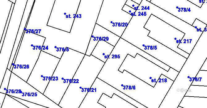 Parcela st. 295 v KÚ Cvrčovice, Katastrální mapa