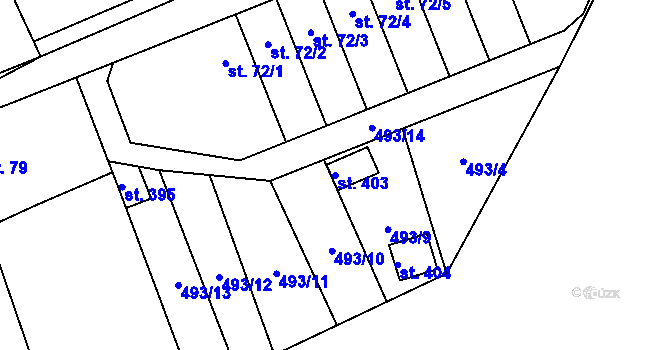 Parcela st. 403 v KÚ Cvrčovice, Katastrální mapa
