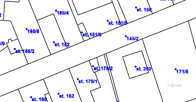 Parcela st. 190/3 v KÚ Cvrčovice, Katastrální mapa