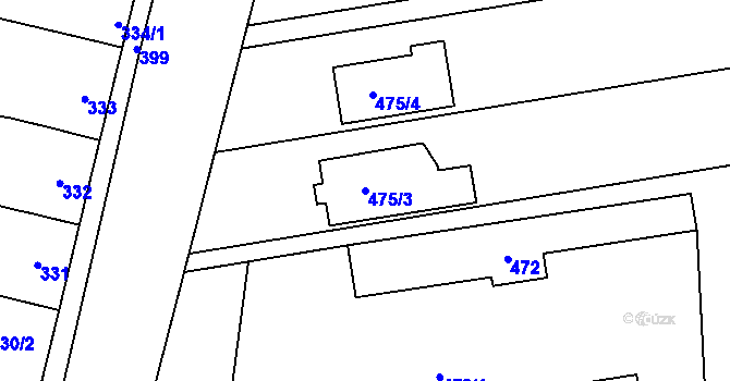 Parcela st. 475/3 v KÚ Cvrčovice u Pohořelic, Katastrální mapa