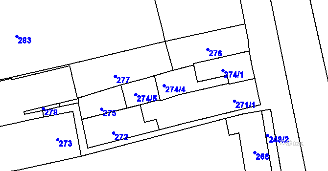 Parcela st. 274/4 v KÚ Cvrčovice u Pohořelic, Katastrální mapa