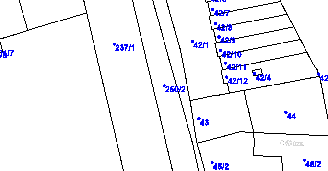 Parcela st. 250/2 v KÚ Cvrčovice u Pohořelic, Katastrální mapa
