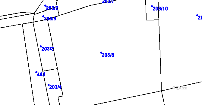 Parcela st. 203/6 v KÚ Cvrčovice u Pohořelic, Katastrální mapa