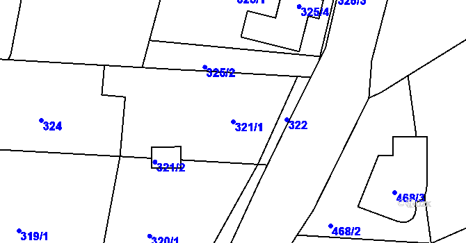 Parcela st. 321/1 v KÚ Cvrčovice u Pohořelic, Katastrální mapa