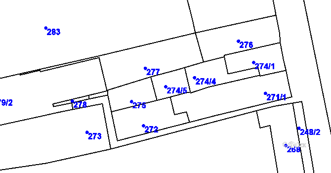 Parcela st. 274/5 v KÚ Cvrčovice u Pohořelic, Katastrální mapa