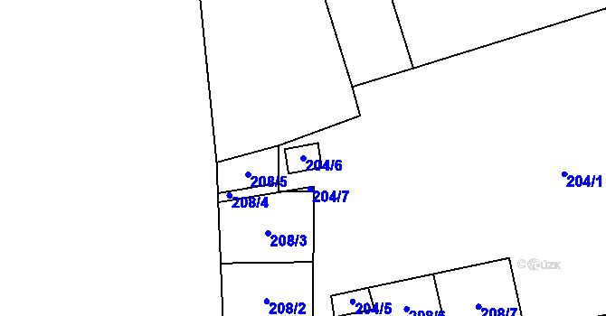 Parcela st. 204/6 v KÚ Cvrčovice u Pohořelic, Katastrální mapa