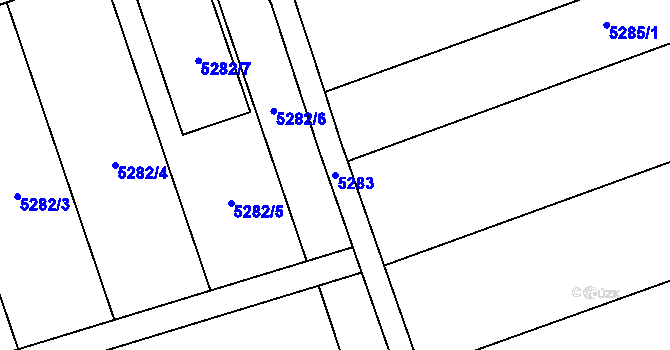 Parcela st. 5283 v KÚ Cvrčovice u Pohořelic, Katastrální mapa