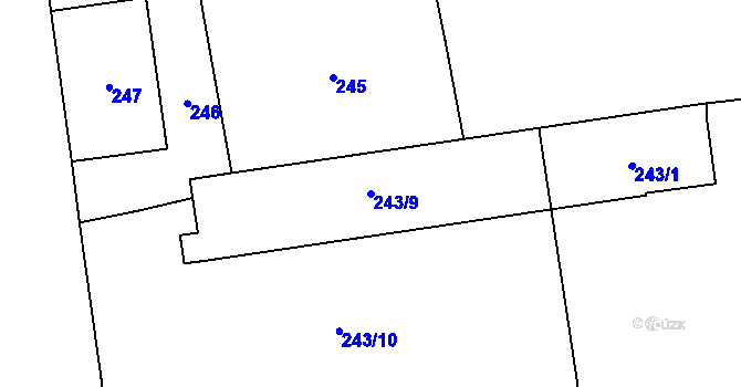 Parcela st. 243/9 v KÚ Cvrčovice u Pohořelic, Katastrální mapa