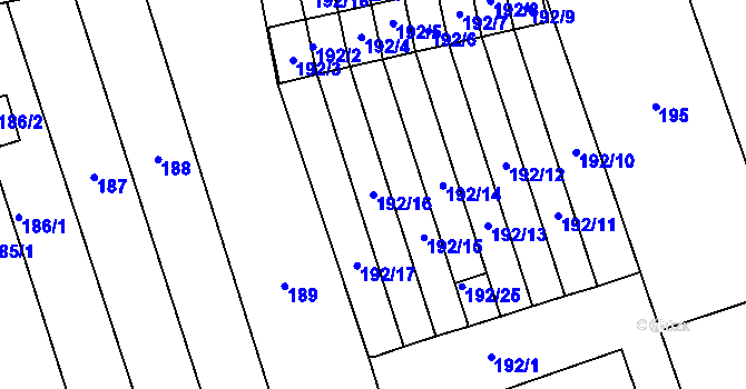 Parcela st. 192/16 v KÚ Cvrčovice u Pohořelic, Katastrální mapa