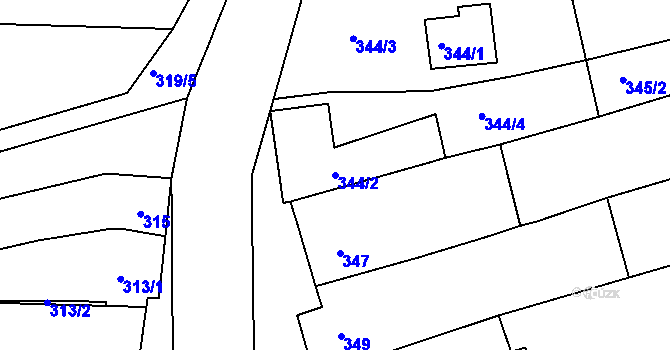 Parcela st. 344/2 v KÚ Cvrčovice u Pohořelic, Katastrální mapa