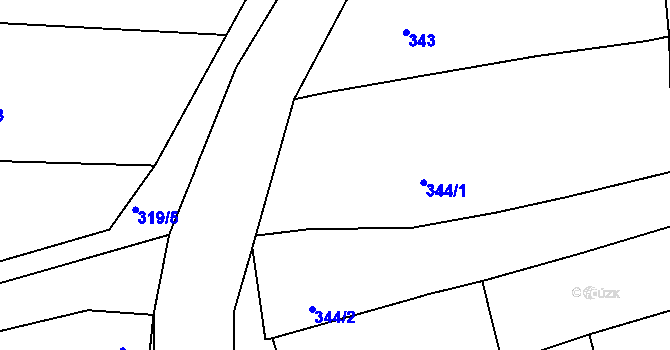 Parcela st. 344/3 v KÚ Cvrčovice u Pohořelic, Katastrální mapa