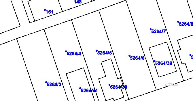 Parcela st. 5264/5 v KÚ Cvrčovice u Pohořelic, Katastrální mapa
