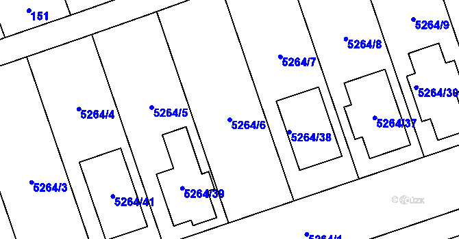 Parcela st. 5264/6 v KÚ Cvrčovice u Pohořelic, Katastrální mapa