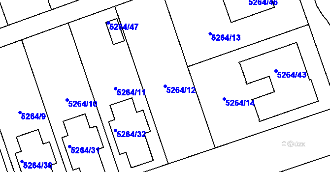 Parcela st. 5264/12 v KÚ Cvrčovice u Pohořelic, Katastrální mapa