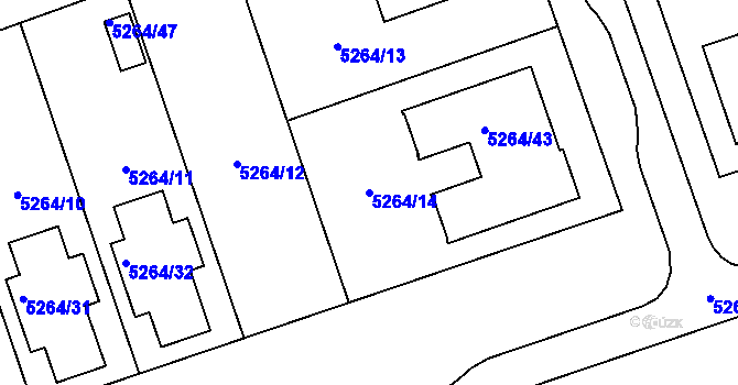 Parcela st. 5264/14 v KÚ Cvrčovice u Pohořelic, Katastrální mapa