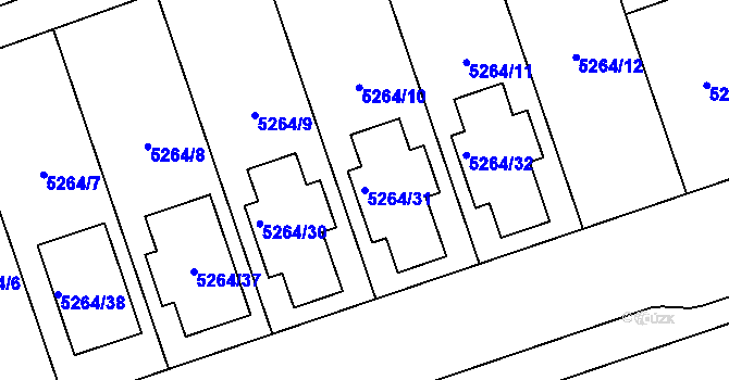 Parcela st. 5264/31 v KÚ Cvrčovice u Pohořelic, Katastrální mapa