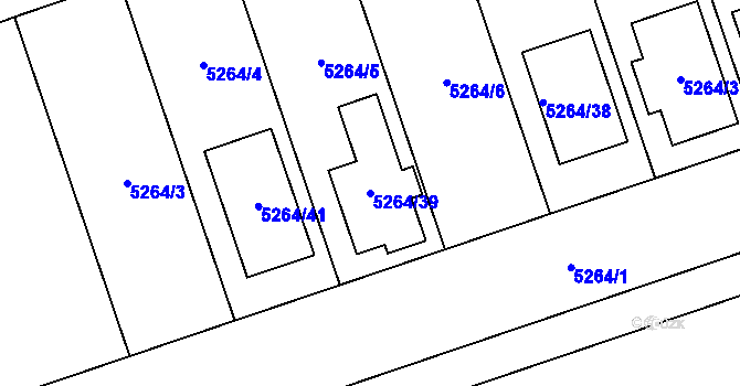 Parcela st. 5264/39 v KÚ Cvrčovice u Pohořelic, Katastrální mapa