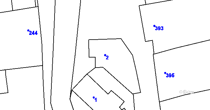 Parcela st. 2 v KÚ Cvrčovice u Pohořelic, Katastrální mapa