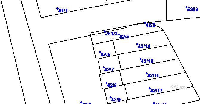 Parcela st. 42/6 v KÚ Cvrčovice u Pohořelic, Katastrální mapa