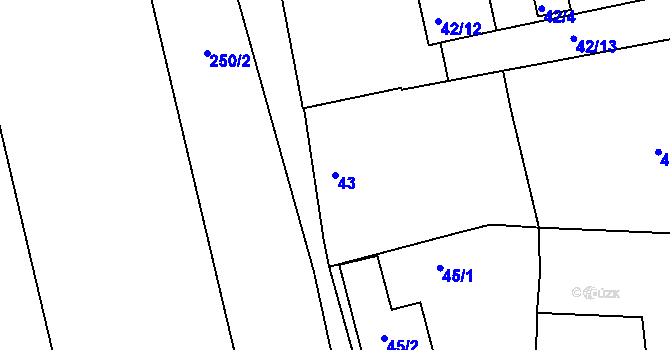 Parcela st. 43 v KÚ Cvrčovice u Pohořelic, Katastrální mapa