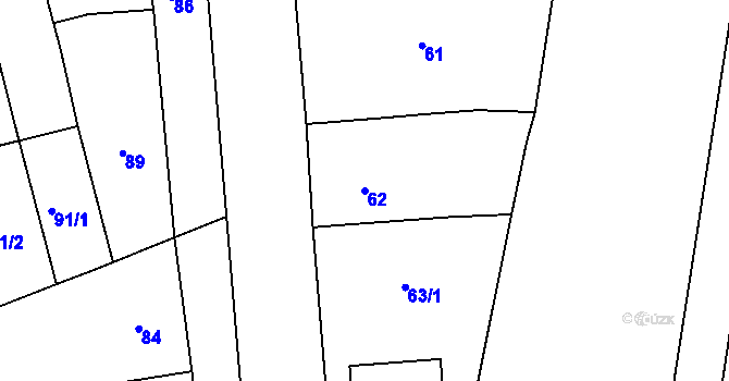 Parcela st. 62 v KÚ Cvrčovice u Pohořelic, Katastrální mapa