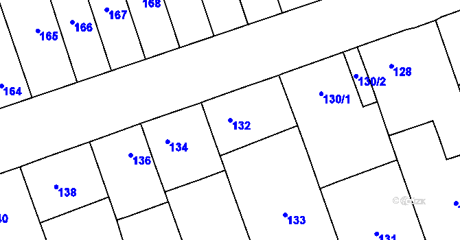 Parcela st. 132 v KÚ Cvrčovice u Pohořelic, Katastrální mapa