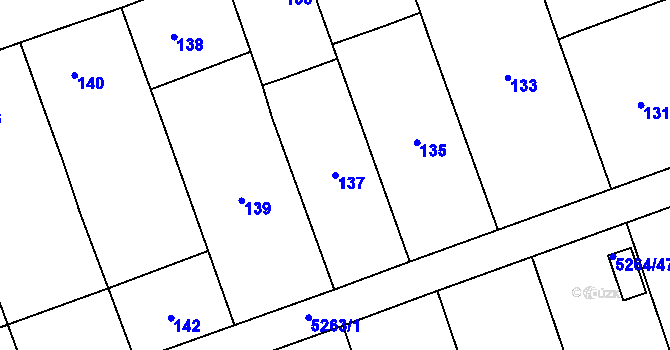 Parcela st. 137 v KÚ Cvrčovice u Pohořelic, Katastrální mapa