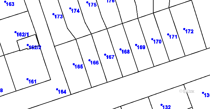 Parcela st. 167 v KÚ Cvrčovice u Pohořelic, Katastrální mapa