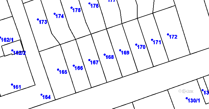 Parcela st. 168 v KÚ Cvrčovice u Pohořelic, Katastrální mapa