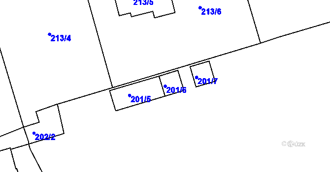 Parcela st. 201/6 v KÚ Cvrčovice u Pohořelic, Katastrální mapa