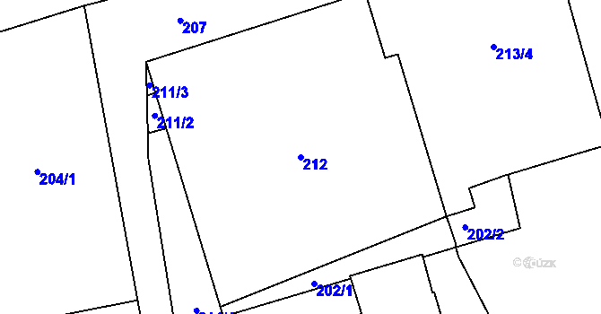 Parcela st. 212 v KÚ Cvrčovice u Pohořelic, Katastrální mapa