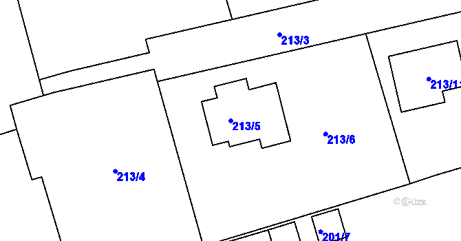 Parcela st. 213/5 v KÚ Cvrčovice u Pohořelic, Katastrální mapa