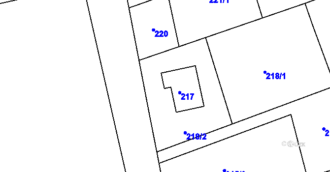 Parcela st. 217 v KÚ Cvrčovice u Pohořelic, Katastrální mapa