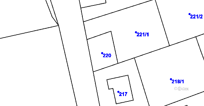 Parcela st. 220 v KÚ Cvrčovice u Pohořelic, Katastrální mapa