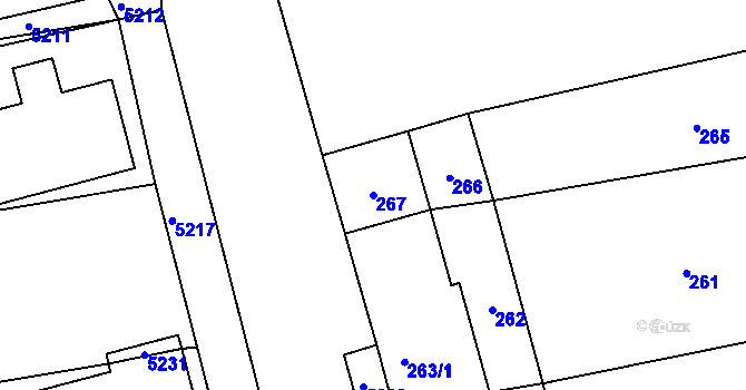 Parcela st. 267 v KÚ Cvrčovice u Pohořelic, Katastrální mapa