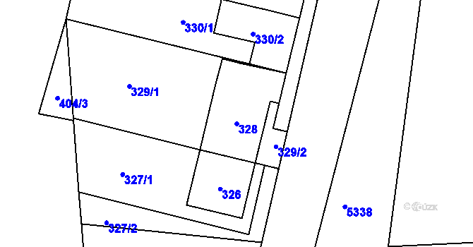 Parcela st. 328 v KÚ Cvrčovice u Pohořelic, Katastrální mapa