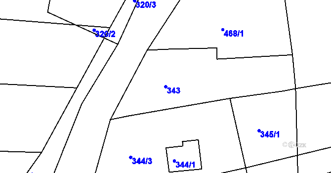 Parcela st. 343 v KÚ Cvrčovice u Pohořelic, Katastrální mapa