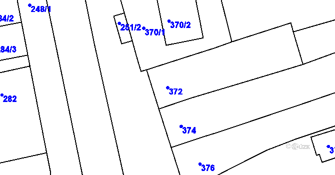 Parcela st. 372 v KÚ Cvrčovice u Pohořelic, Katastrální mapa