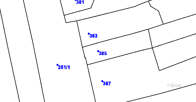 Parcela st. 385 v KÚ Cvrčovice u Pohořelic, Katastrální mapa