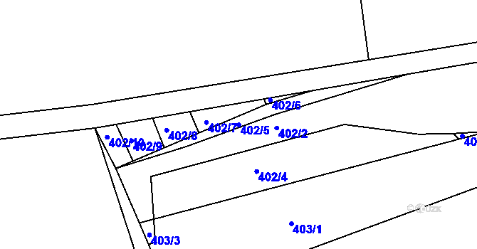 Parcela st. 402/5 v KÚ Cvrčovice u Pohořelic, Katastrální mapa