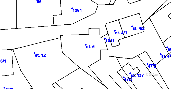 Parcela st. 5 v KÚ Cvrčovice u Zdounek, Katastrální mapa