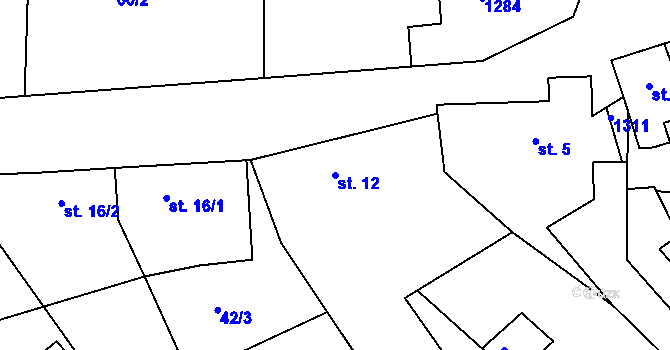 Parcela st. 12 v KÚ Cvrčovice u Zdounek, Katastrální mapa