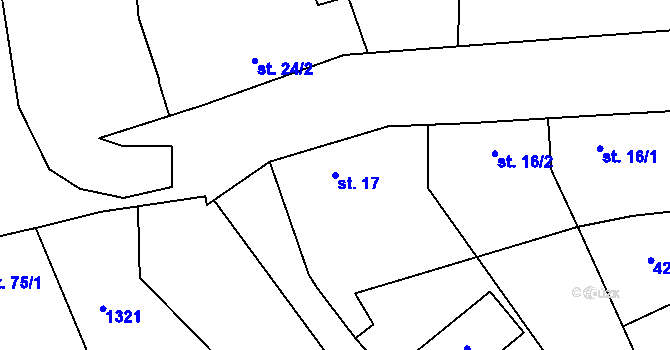 Parcela st. 17 v KÚ Cvrčovice u Zdounek, Katastrální mapa