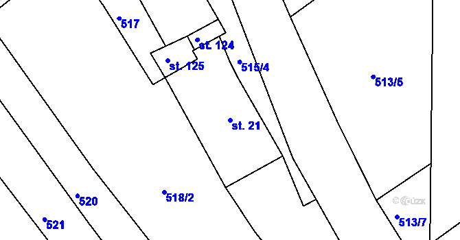 Parcela st. 21 v KÚ Cvrčovice u Zdounek, Katastrální mapa