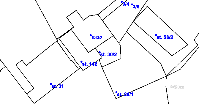 Parcela st. 30/2 v KÚ Cvrčovice u Zdounek, Katastrální mapa